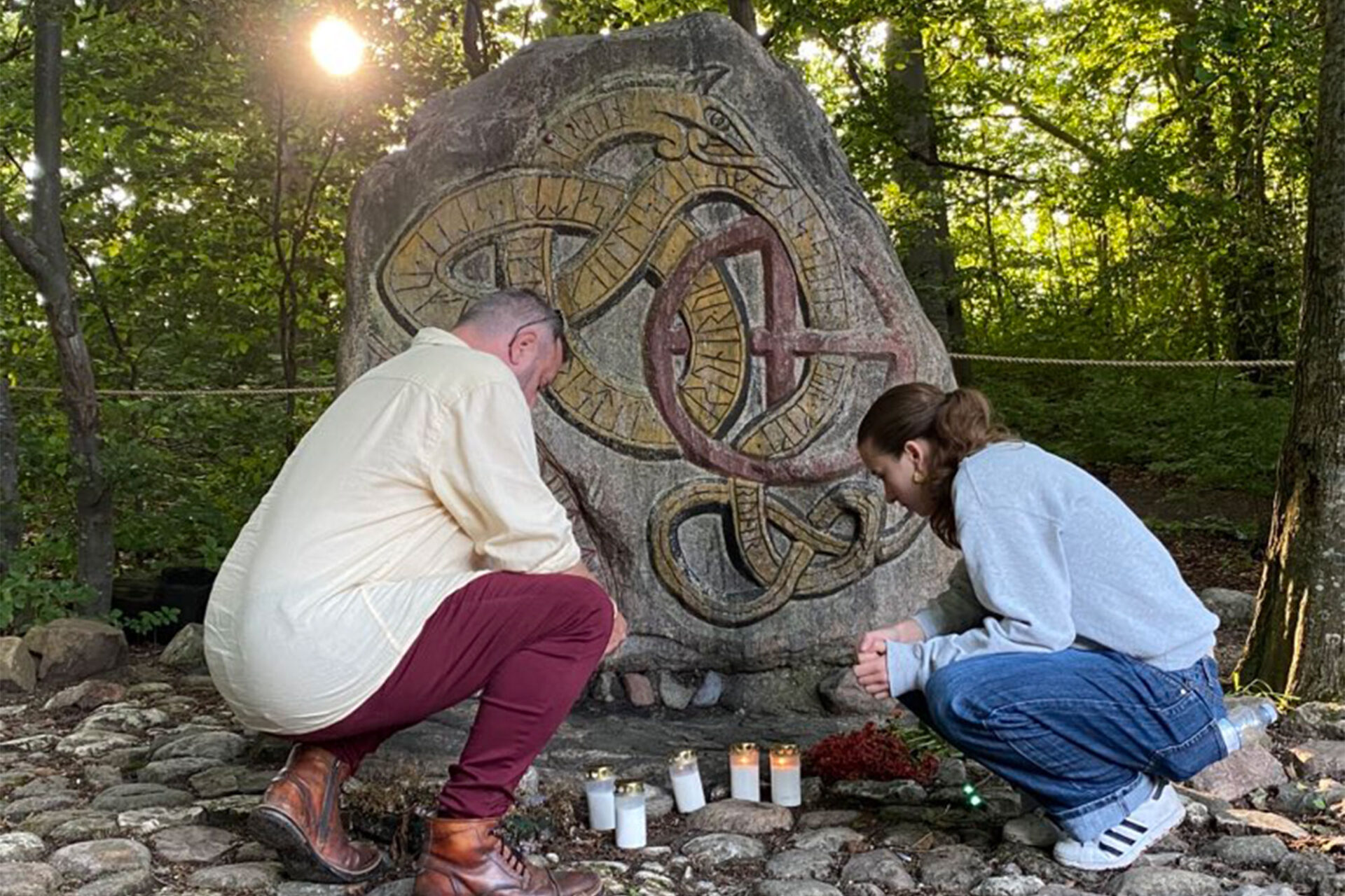 My daughter and I by the Rune Stone in Frederikssund
